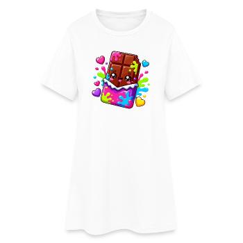 Kawaii Schokoblock mit Farbspritzern - Frauen T-Shirt-Kleid - Weiß - Vorne