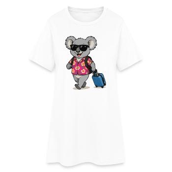 Koala Reisender im Hawaii-Look - Frauen T-Shirt-Kleid - Weiß - Vorne