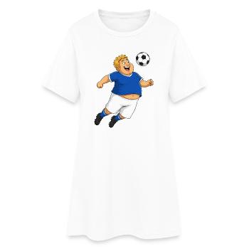 Fußballspieler springt  zum Ball - Frauen T-Shirt-Kleid - Weiß - Vorne