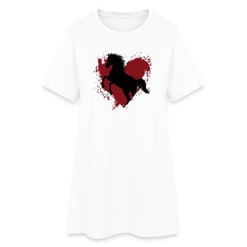 La silhouette du cheval Abbayan cabré et un coeur - Robe T-shirt Femme - blanc - Devant