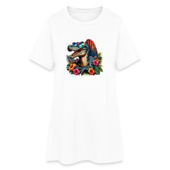 Tropical dinosaur with sunglasses - Women’s T-Shirt Dress - white - Front