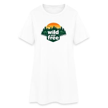 Wild and Free Waldsilhouette Sonnenuntergang - Frauen T-Shirt-Kleid - Weiß - Vorne