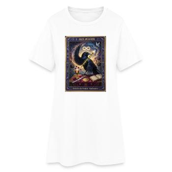 Krähe, der Magier - Frauen T-Shirt-Kleid - Weiß - Vorne