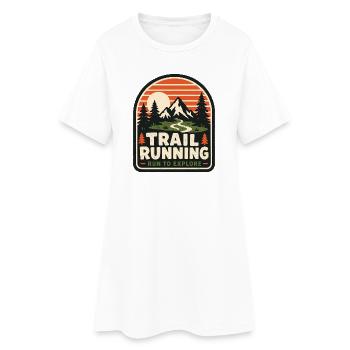Badge de course en sentier pour explorer - Robe T-shirt Femme - blanc - Devant