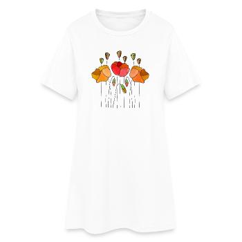 Blumen - Frauen T-Shirt-Kleid - Weiß - Vorne