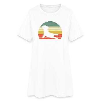 Sunset Dachshund Yoga Silhouette - Women’s T-Shirt Dress - white - Front