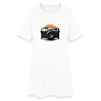 Caméra rétro Sunburst - Robe T-shirt Femme - blanc - Devant