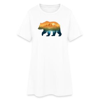 Ours silhouette paysage montagnard - Robe T-shirt Femme - blanc - Devant