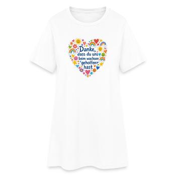 Danke das du uns beim Wachsen geholfen hast! - Frauen T-Shirt-Kleid - Weiß - Vorne