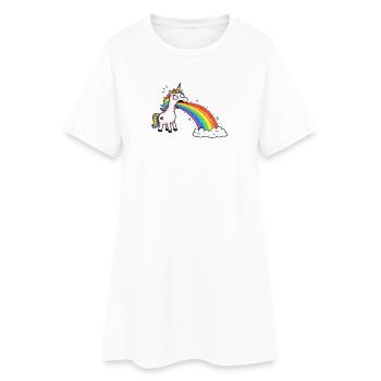 Unicorn Spits Rainbow in Clouds - Women’s T-Shirt Dress - white - Front
