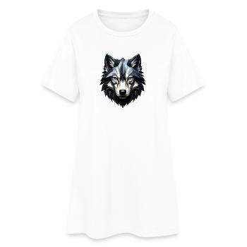 Geometrischer Wolfkopf - Frauen T-Shirt-Kleid - Weiß - Vorne