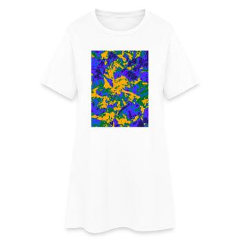 Neon Psychedelic Floral Burst - Frauen T-Shirt-Kleid - Weiß - Vorne