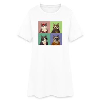 Quatuor Alt Cats - Robe T-shirt Femme - blanc - Devant