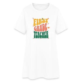 Erste Klasse Lehrerin Retro Typografie - Frauen T-Shirt-Kleid - Weiß - Vorne
