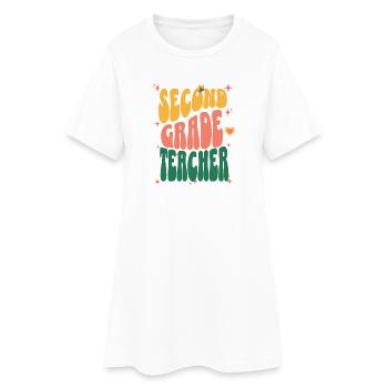 Professeur de deuxième année Rétro - Robe T-shirt Femme - blanc - Devant