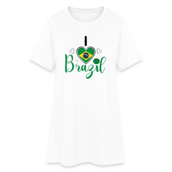 Brazil Herz Kalligrafie Fussball Shirt - Frauen T-Shirt-Kleid - Weiß - Vorne
