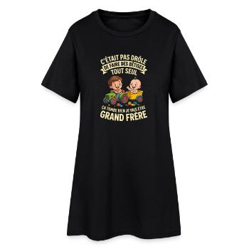 Futur Grand Frère Annonce Grossesse Tracteur - Robe T-shirt Femme - noir - Devant
