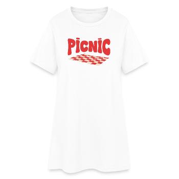 Pique-nique rétro damier - Robe T-shirt Femme - blanc - Devant