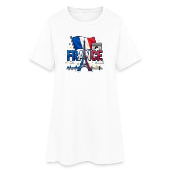T-Shirt France Tour Eiffel - Monuments Paris  - Robe T-shirt Femme - blanc - Devant