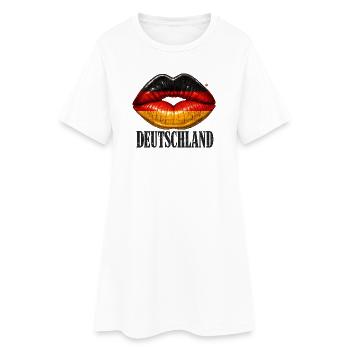 Lippen mit Deutschland-Flagge - Frauen T-Shirt-Kleid - Weiß - Vorne