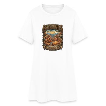 Badlands Nationalpark Retro Druck South Dakota  - Frauen T-Shirt-Kleid - Weiß - Vorne
