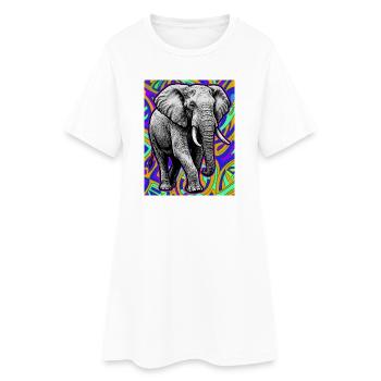 éléphant - Robe T-shirt Femme - blanc - Devant