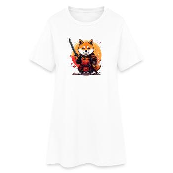 Shiba Inu Samurai in Rüstungs-Design - Frauen T-Shirt-Kleid - Weiß - Vorne