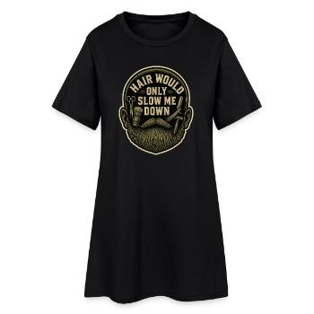 Les cheveux ne feraient que me ralentir - Barbe Barber Chauve - Robe T-shirt Femme - noir - Devant