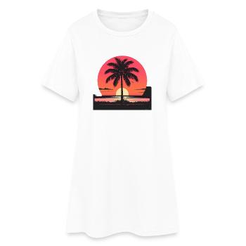 Île Sunset Palm - Robe T-shirt Femme - blanc - Devant