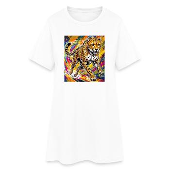 guépard - Robe T-shirt Femme - blanc - Devant