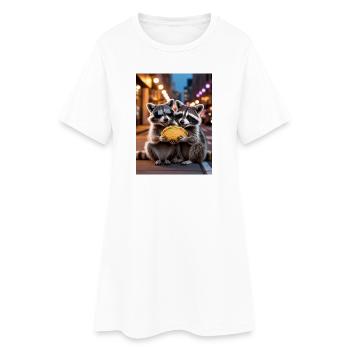 Raccoon Taco Duo in City Light - Women’s T-Shirt Dress - white - Front