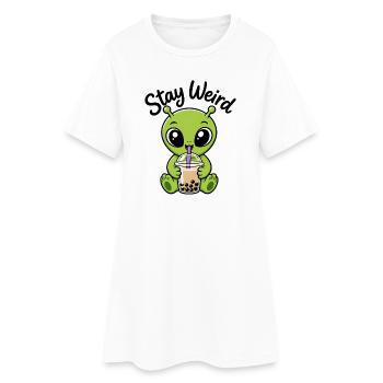 Sticker bizarre de bubble tea vert Alien Stay Bizarre - Robe T-shirt Femme - blanc - Devant