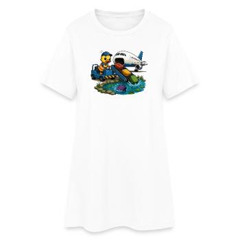 Ente am Rollfeld Kofferabenteuer - Frauen T-Shirt-Kleid - Weiß - Vorne