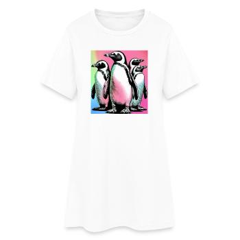 Pingouins Pingouins - Robe T-shirt Femme - blanc - Devant