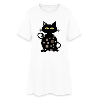 Katze - Frauen T-Shirt-Kleid - Weiß - Vorne