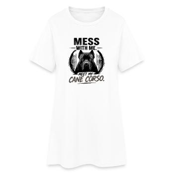 Amusez-moi Rencontrez mon chien protecteur Cane Corso - Robe T-shirt Femme - blanc - Devant