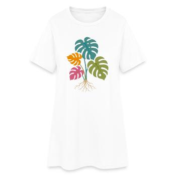 Feuilles de monstera colorées aux racines tropicales - Robe T-shirt Femme - blanc - Devant