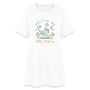 Dilly Dallying duck in pastel look - Women’s T-Shirt Dress - white - Front