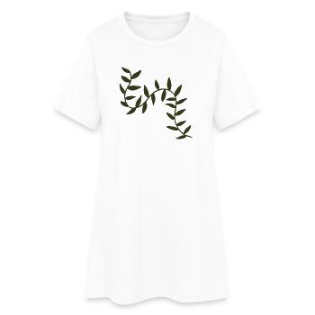 Motif botanique arqué des vignes d’olivier - Robe T-shirt Femme - blanc - Devant
