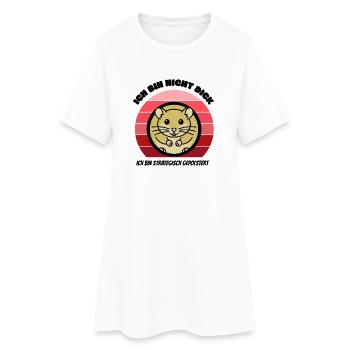 Strategisch Gepolstert Hamster Lustiges Tier Shirt - Frauen T-Shirt-Kleid - Weiß - Vorne