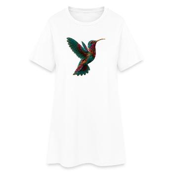 Aztec Hummingbird Colorful Mosaic - Women’s T-Shirt Dress - white - Front