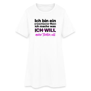 Papa, Vater macht was Tochter will Vater, Geschenk - Frauen T-Shirt-Kleid - Weiß - Vorne