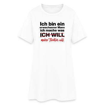 Papa, Vater macht was Tochter will Vater, Geschenk - Frauen T-Shirt-Kleid - Weiß - Vorne