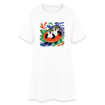 Loutre dans le ring de nage - Robe T-shirt Femme - blanc - Devant