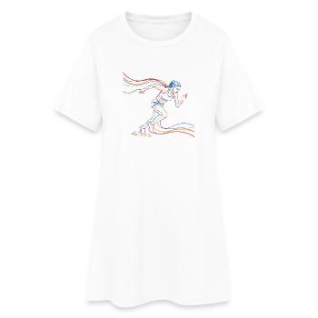 Female Runner Running Jogging Sport Silhouette Splash - Women’s T-Shirt Dress - white - Front