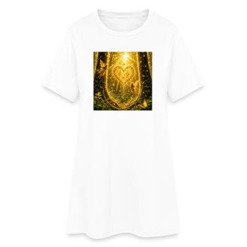 Cœur d’Or dans la Forêt des Fées avec des Papillons - Robe T-shirt Femme - blanc - Devant