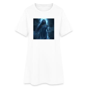 Lunas Strahlen – Göttin der Nacht und des Mondes - Frauen T-Shirt-Kleid - Weiß - Vorne