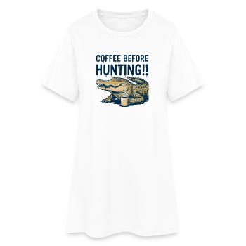 Crocodile Coffee Dire Humour Matin Caféine Reptile - Robe T-shirt Femme - blanc - Devant