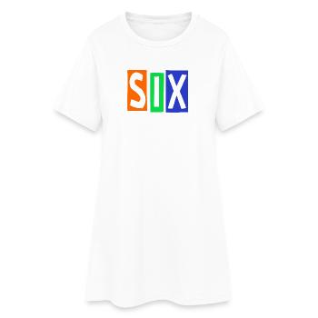 SIX Seven Straßentypografie - Frauen T-Shirt-Kleid - Weiß - Vorne