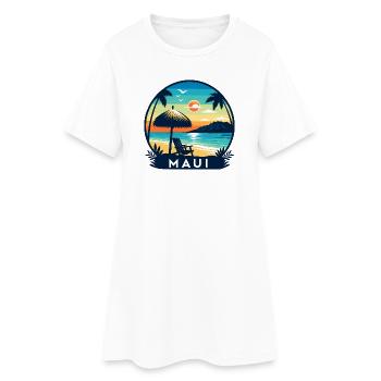 Vacances sur l’île de Maui à Hawaï : plage de Haleakala - Robe T-shirt Femme - blanc - Devant